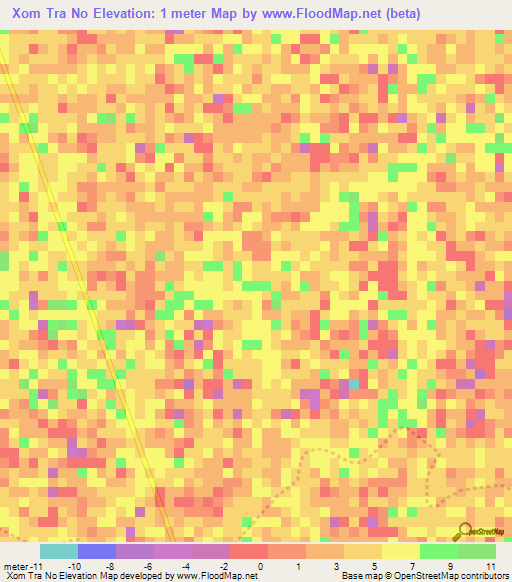 Xom Tra No,Vietnam Elevation Map