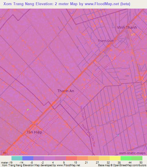 Xom Trang Nang,Vietnam Elevation Map