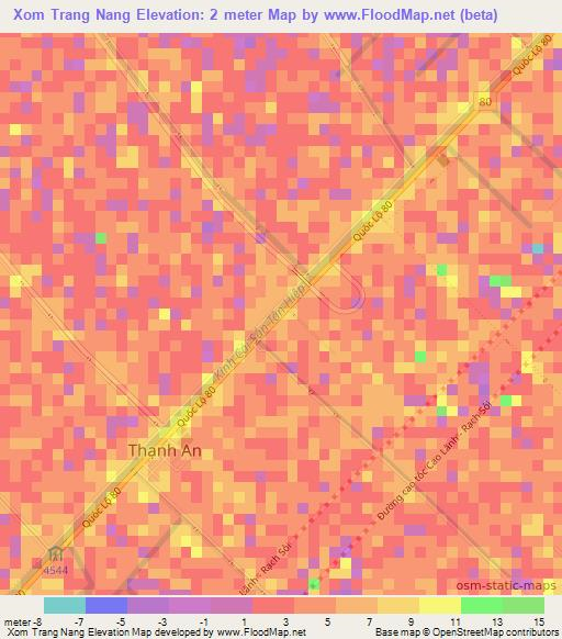 Xom Trang Nang,Vietnam Elevation Map