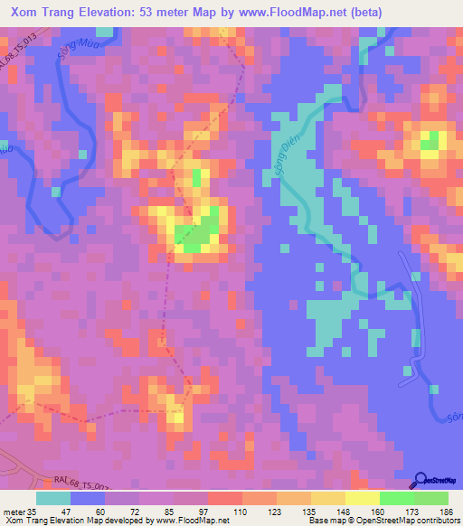 Xom Trang,Vietnam Elevation Map