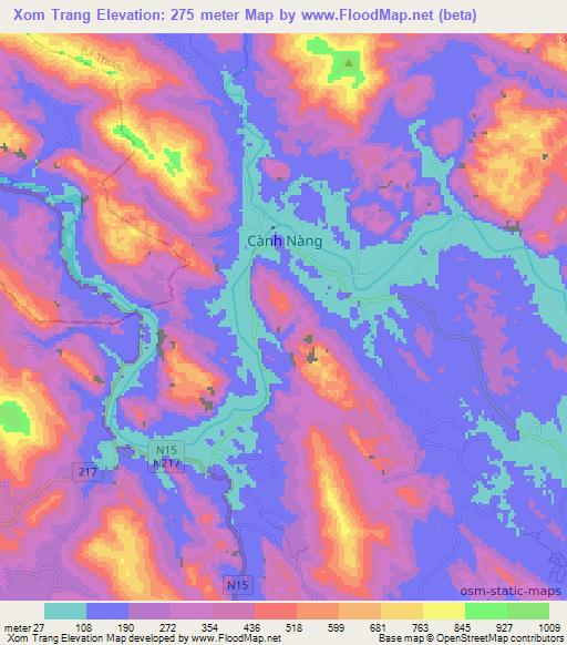 Xom Trang,Vietnam Elevation Map