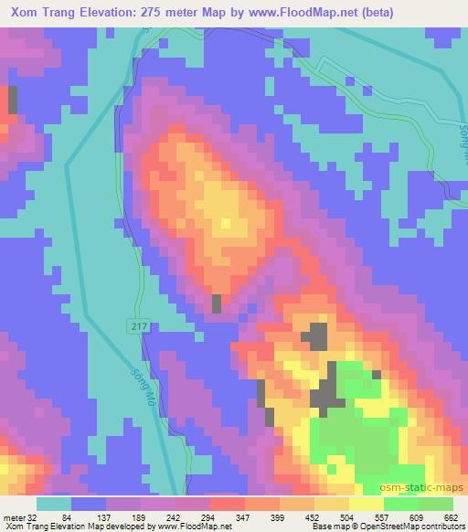 Xom Trang,Vietnam Elevation Map