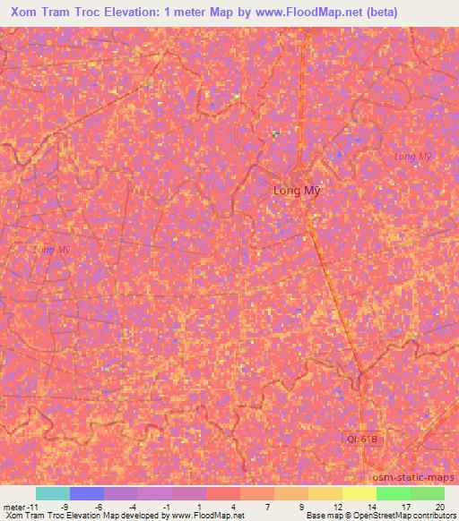 Xom Tram Troc,Vietnam Elevation Map