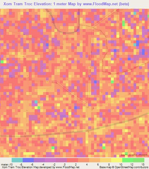 Xom Tram Troc,Vietnam Elevation Map