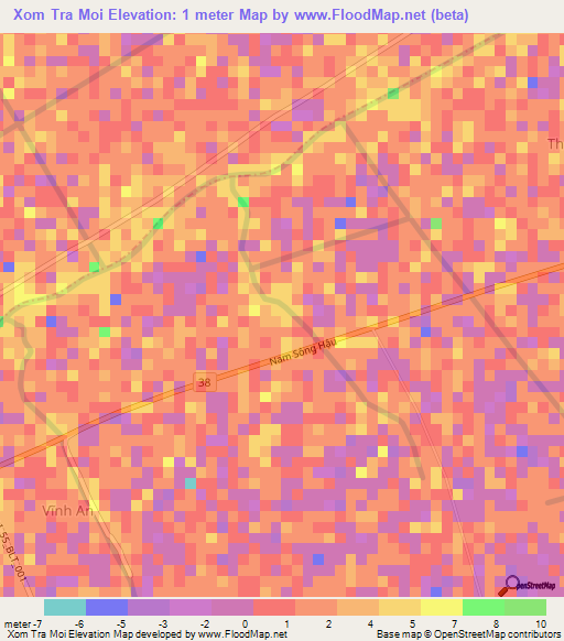 Xom Tra Moi,Vietnam Elevation Map