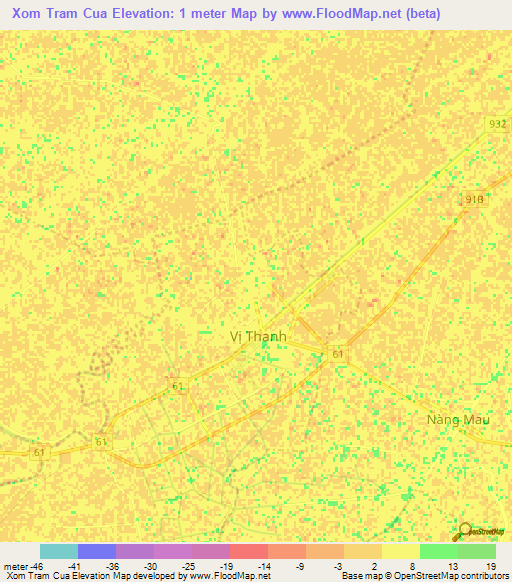 Xom Tram Cua,Vietnam Elevation Map