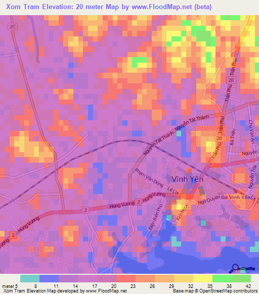 Xom Tram,Vietnam Elevation Map