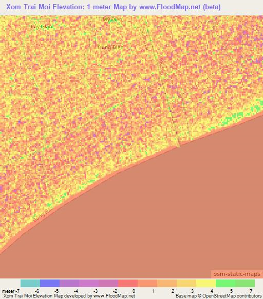 Xom Trai Moi,Vietnam Elevation Map