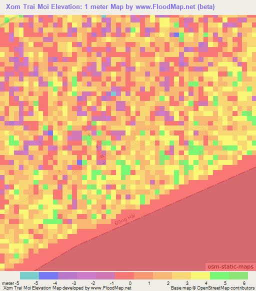 Xom Trai Moi,Vietnam Elevation Map