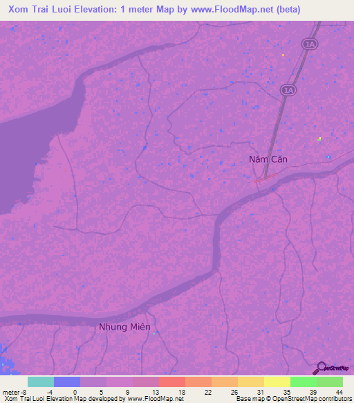 Xom Trai Luoi,Vietnam Elevation Map