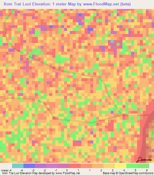 Xom Trai Luoi,Vietnam Elevation Map