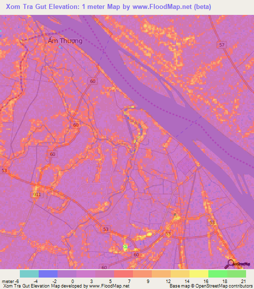 Xom Tra Gut,Vietnam Elevation Map