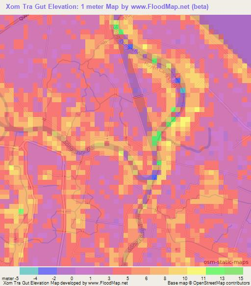 Xom Tra Gut,Vietnam Elevation Map