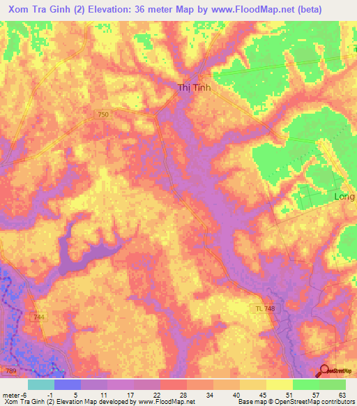 Xom Tra Ginh (2),Vietnam Elevation Map