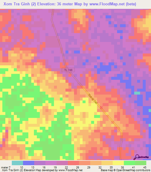 Xom Tra Ginh (2),Vietnam Elevation Map