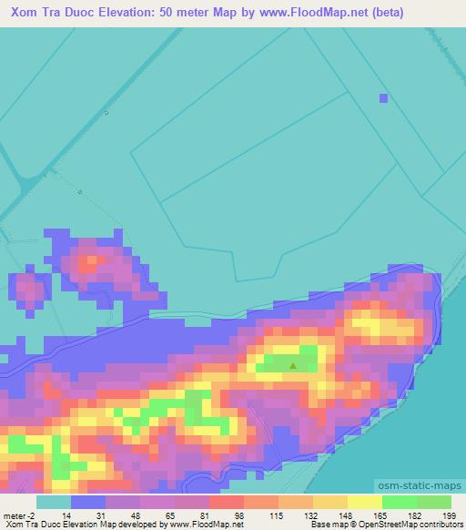 Xom Tra Duoc,Vietnam Elevation Map