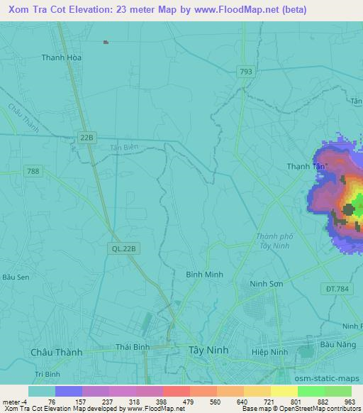 Xom Tra Cot,Vietnam Elevation Map