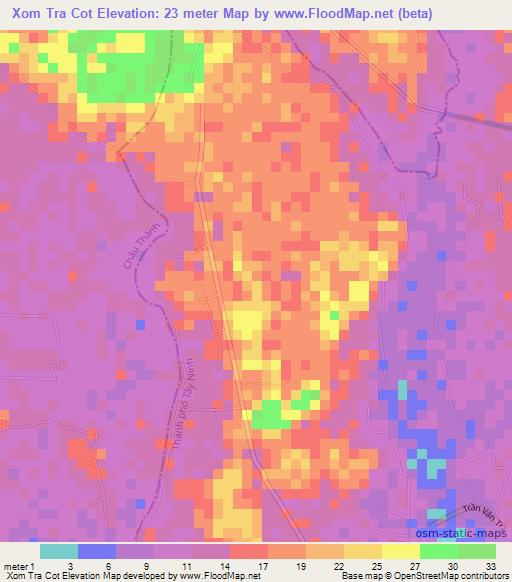 Xom Tra Cot,Vietnam Elevation Map