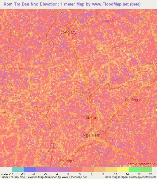 Xom Tra Ban Nho,Vietnam Elevation Map