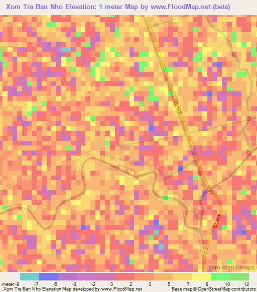 Xom Tra Ban Nho,Vietnam Elevation Map