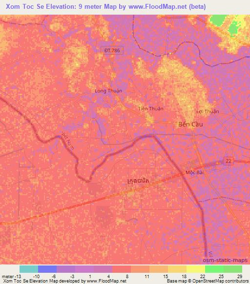 Xom Toc Se,Vietnam Elevation Map