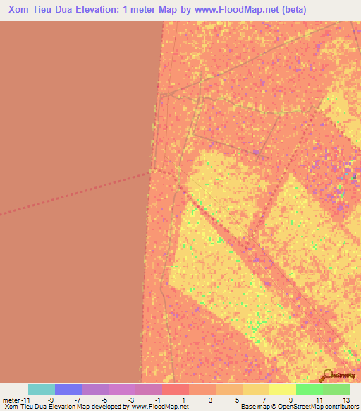 Xom Tieu Dua,Vietnam Elevation Map