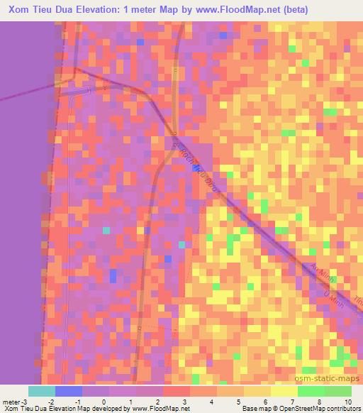 Xom Tieu Dua,Vietnam Elevation Map