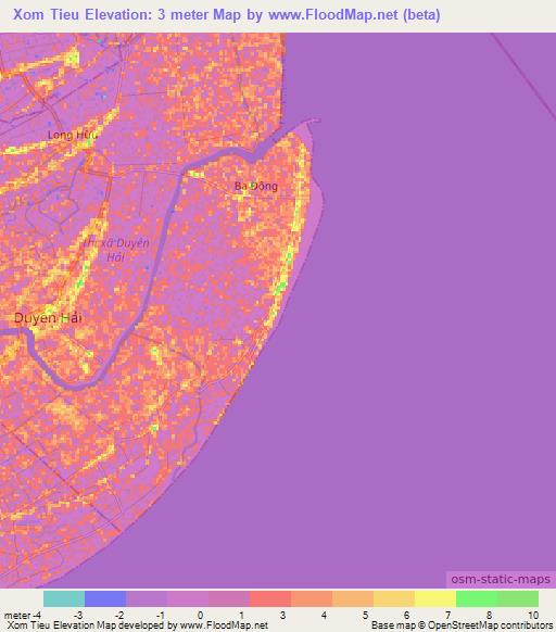 Xom Tieu,Vietnam Elevation Map