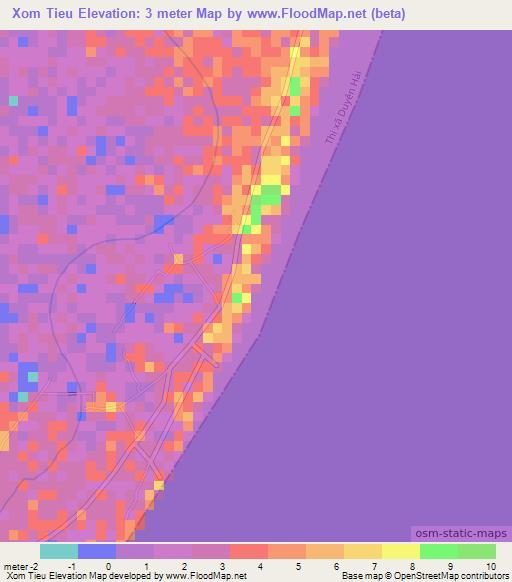 Xom Tieu,Vietnam Elevation Map