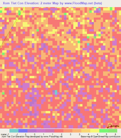 Xom Tiet Con,Vietnam Elevation Map