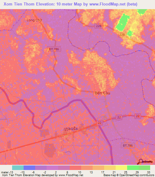 Xom Tien Thom,Vietnam Elevation Map