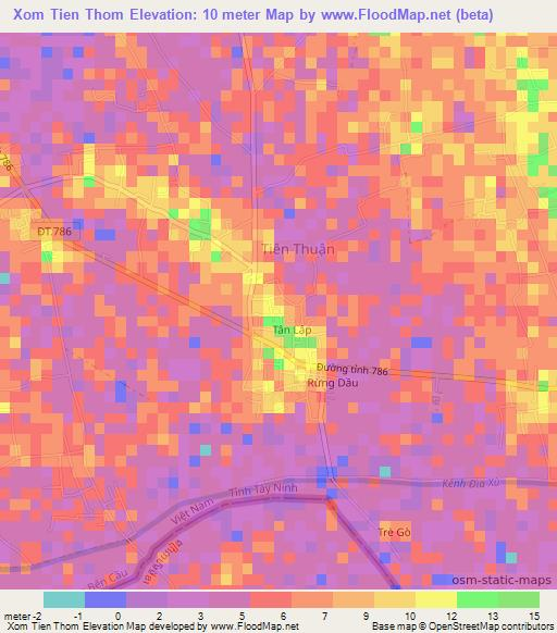 Xom Tien Thom,Vietnam Elevation Map