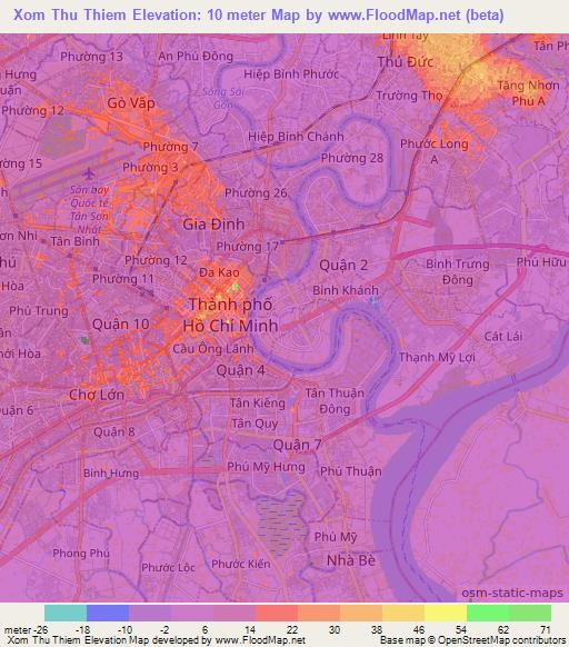 Xom Thu Thiem,Vietnam Elevation Map