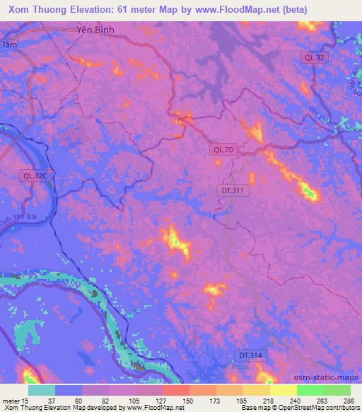 Xom Thuong,Vietnam Elevation Map