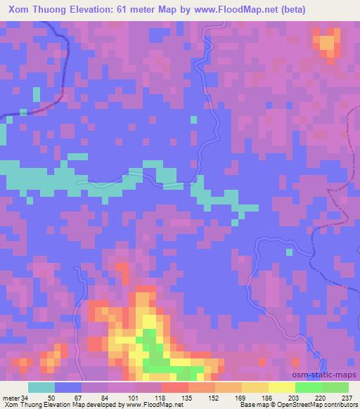 Xom Thuong,Vietnam Elevation Map