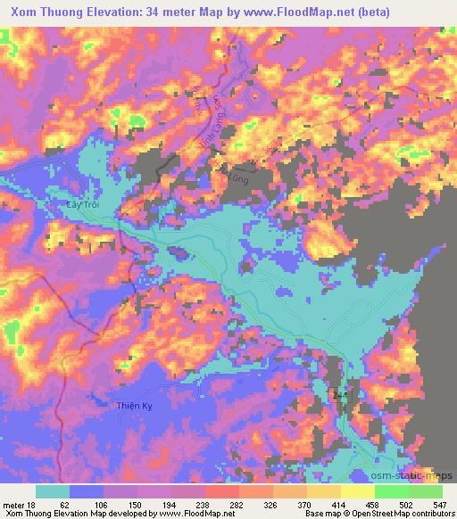 Xom Thuong,Vietnam Elevation Map