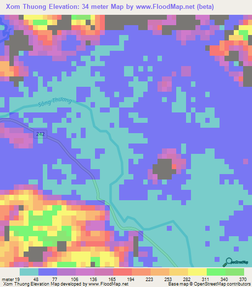 Xom Thuong,Vietnam Elevation Map