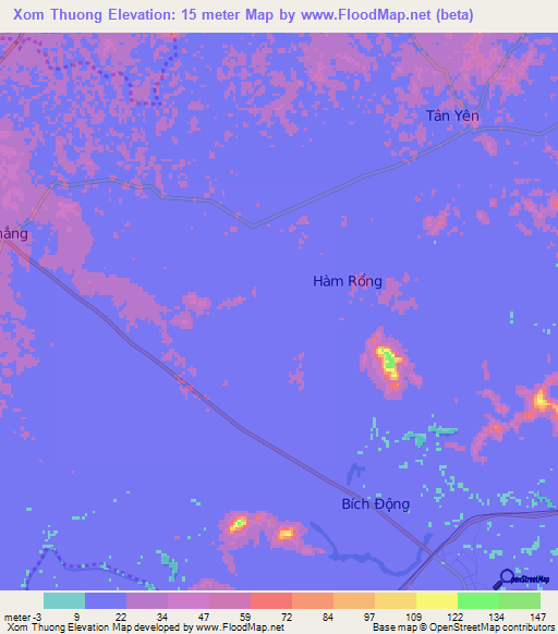 Xom Thuong,Vietnam Elevation Map