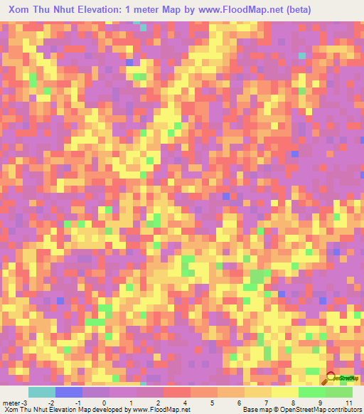 Xom Thu Nhut,Vietnam Elevation Map