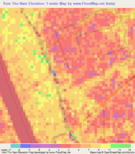 Xom Thu Nam,Vietnam Elevation Map