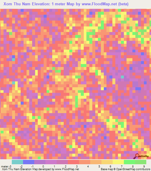 Xom Thu Nam,Vietnam Elevation Map