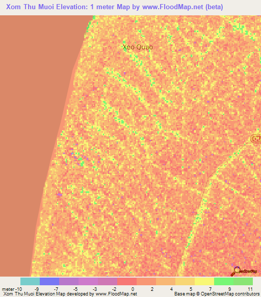 Xom Thu Muoi,Vietnam Elevation Map