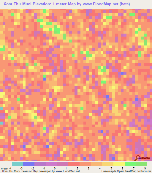 Xom Thu Muoi,Vietnam Elevation Map