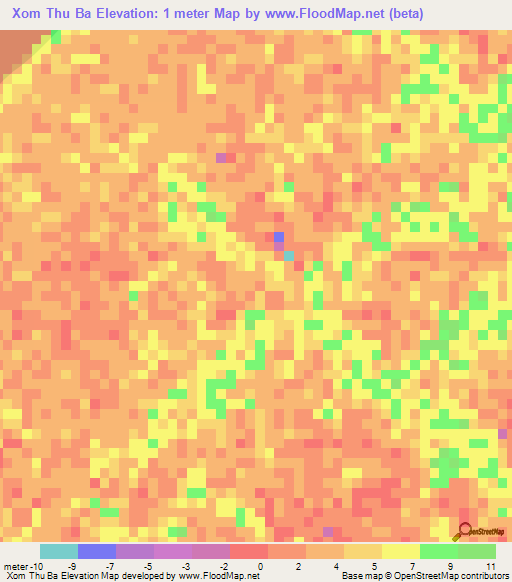 Xom Thu Ba,Vietnam Elevation Map