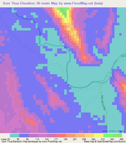 Xom Thua,Vietnam Elevation Map