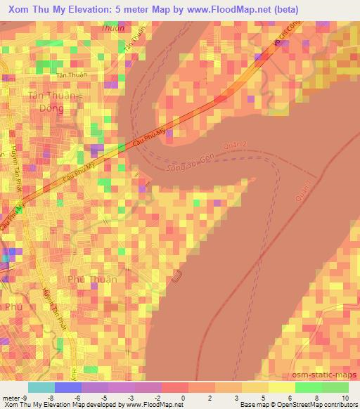 Xom Thu My,Vietnam Elevation Map