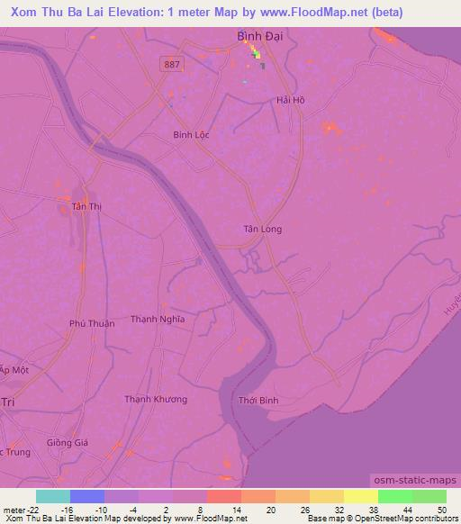 Xom Thu Ba Lai,Vietnam Elevation Map