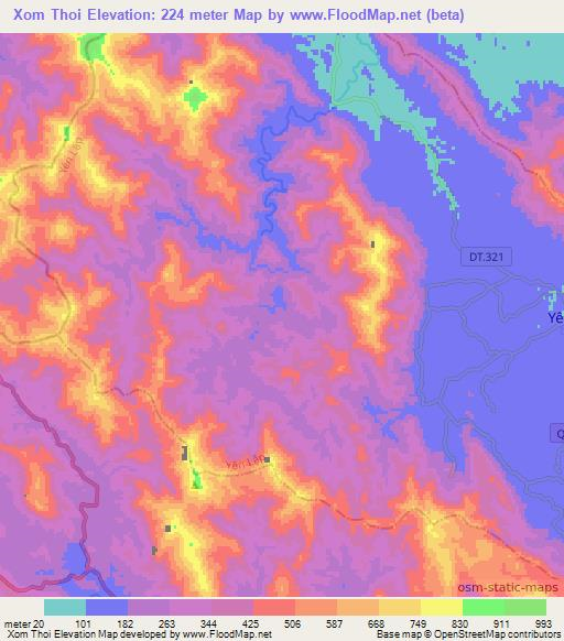 Xom Thoi,Vietnam Elevation Map