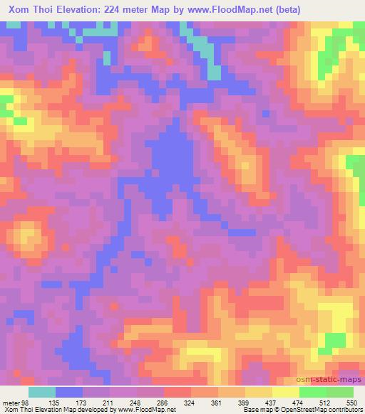 Xom Thoi,Vietnam Elevation Map