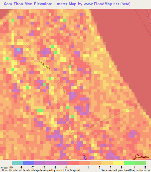 Xom Thon Mon,Vietnam Elevation Map